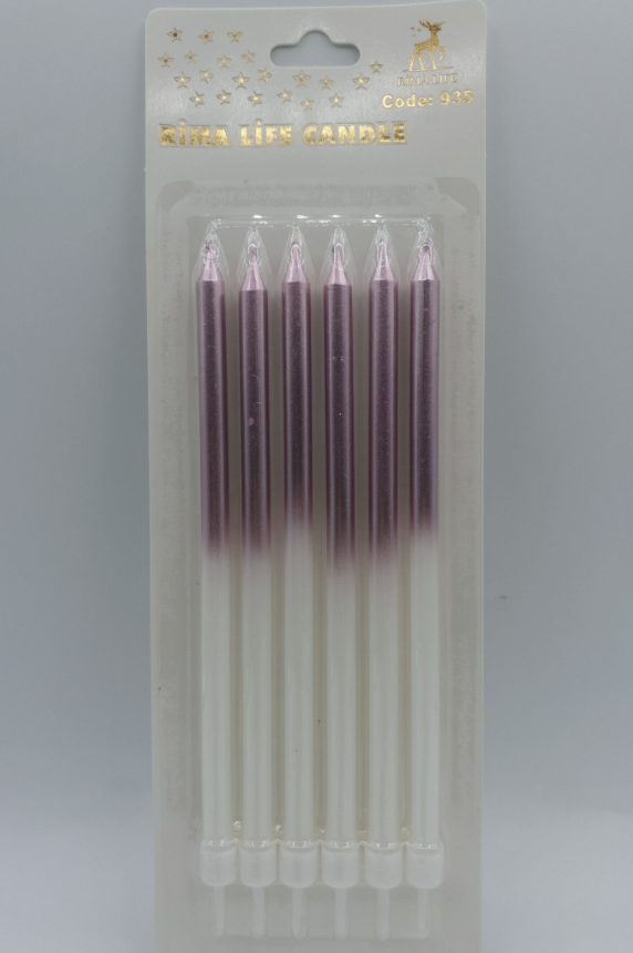 Mor Beyaz Doğum Günü Mumu 6 Lı Kod: 935